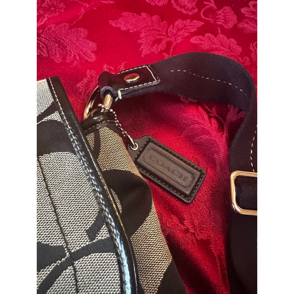 Coach Black & Beige Leather & Sig Canvas Messenger Shoulder / Crossbody Bag - Picture 16 of 16